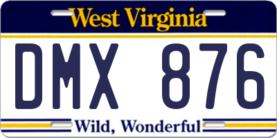 WV license plate DMX876