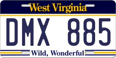 WV license plate DMX885