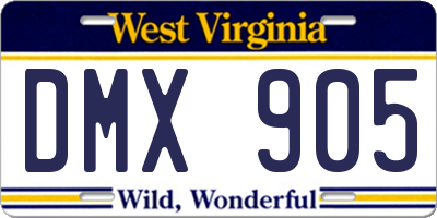 WV license plate DMX905
