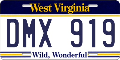 WV license plate DMX919