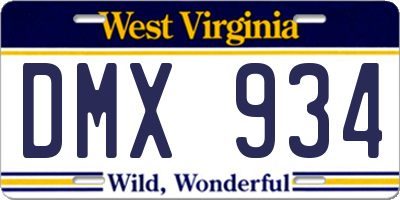 WV license plate DMX934
