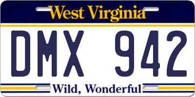 WV license plate DMX942