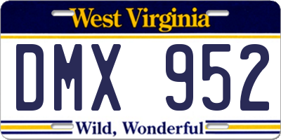 WV license plate DMX952