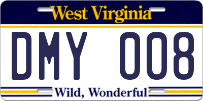 WV license plate DMY008