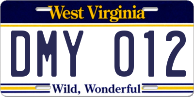 WV license plate DMY012