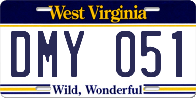 WV license plate DMY051