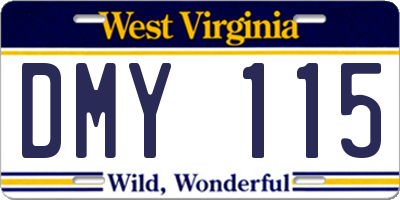 WV license plate DMY115