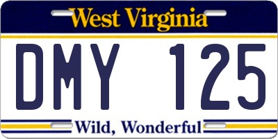 WV license plate DMY125