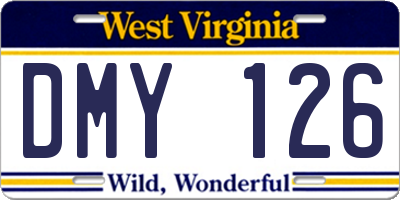 WV license plate DMY126