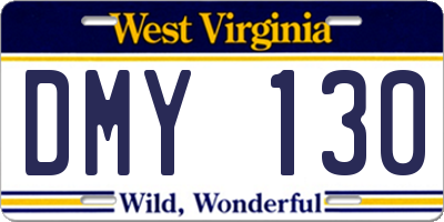 WV license plate DMY130