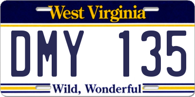 WV license plate DMY135