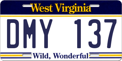 WV license plate DMY137