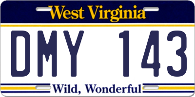 WV license plate DMY143