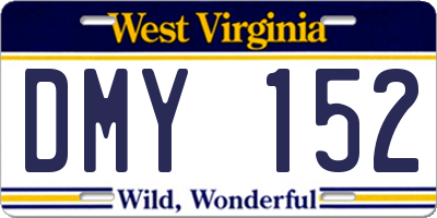 WV license plate DMY152