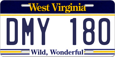 WV license plate DMY180