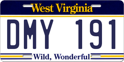 WV license plate DMY191