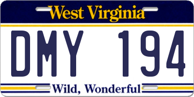 WV license plate DMY194