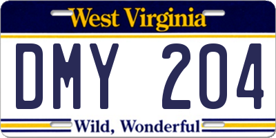 WV license plate DMY204