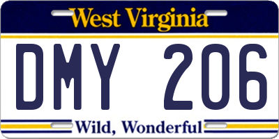 WV license plate DMY206