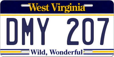 WV license plate DMY207