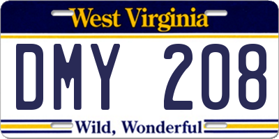 WV license plate DMY208