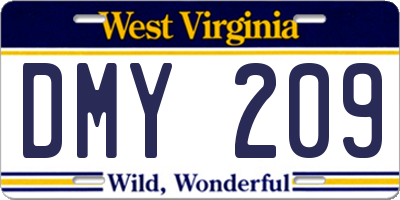 WV license plate DMY209