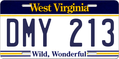 WV license plate DMY213