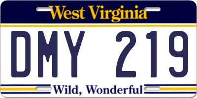 WV license plate DMY219