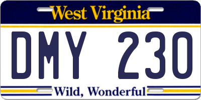 WV license plate DMY230