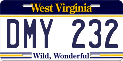 WV license plate DMY232