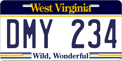 WV license plate DMY234