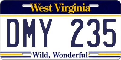 WV license plate DMY235