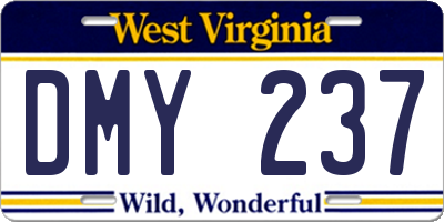 WV license plate DMY237