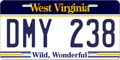 WV license plate DMY238