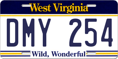 WV license plate DMY254