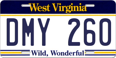 WV license plate DMY260