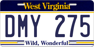 WV license plate DMY275