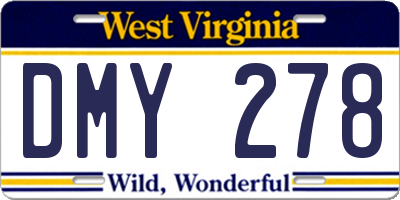 WV license plate DMY278