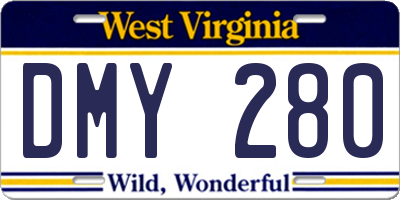 WV license plate DMY280