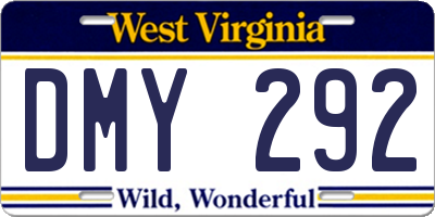 WV license plate DMY292