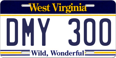 WV license plate DMY300