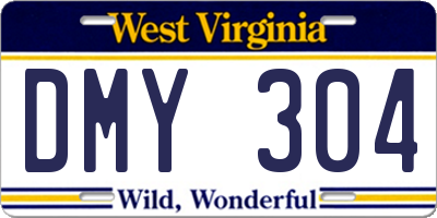 WV license plate DMY304