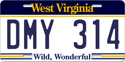 WV license plate DMY314