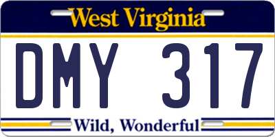 WV license plate DMY317