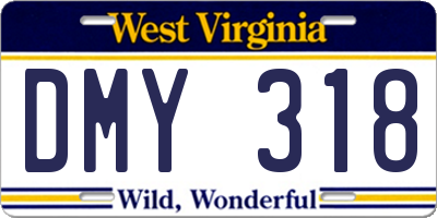WV license plate DMY318