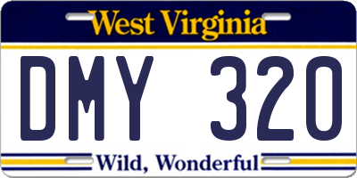 WV license plate DMY320