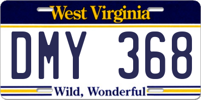 WV license plate DMY368