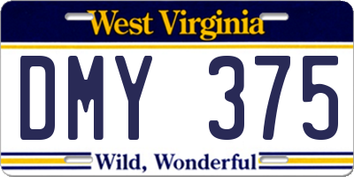 WV license plate DMY375