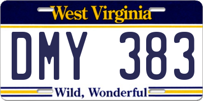 WV license plate DMY383