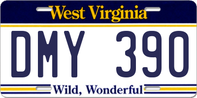 WV license plate DMY390